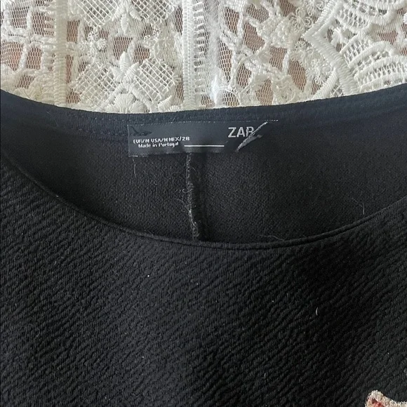 Zara szM black sparkling floral shift raw hem and cuffs - Picture 9 of 11